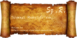 Szanyi Ruszlána névjegykártya
