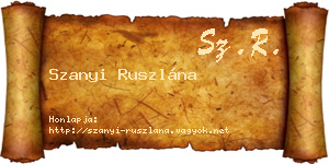 Szanyi Ruszlána névjegykártya