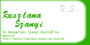 ruszlana szanyi business card